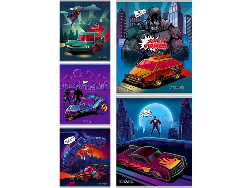 Тетрадь 24л ЛИНИЯ "ТАЧКИ СУПЕРГЕРОЕВ" (цвет. мелов. обл.)