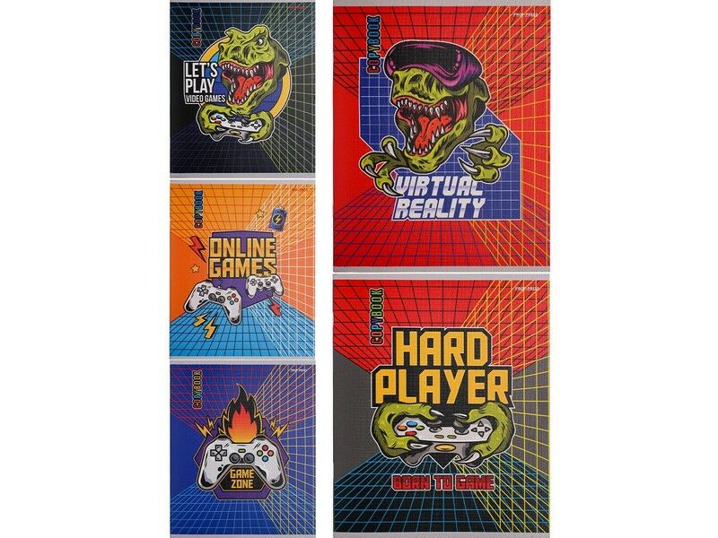 Тетрадь 48 л КЛЕТКА "МИР ВИДЕОИГР" (цвет. мелов. обл., лён)