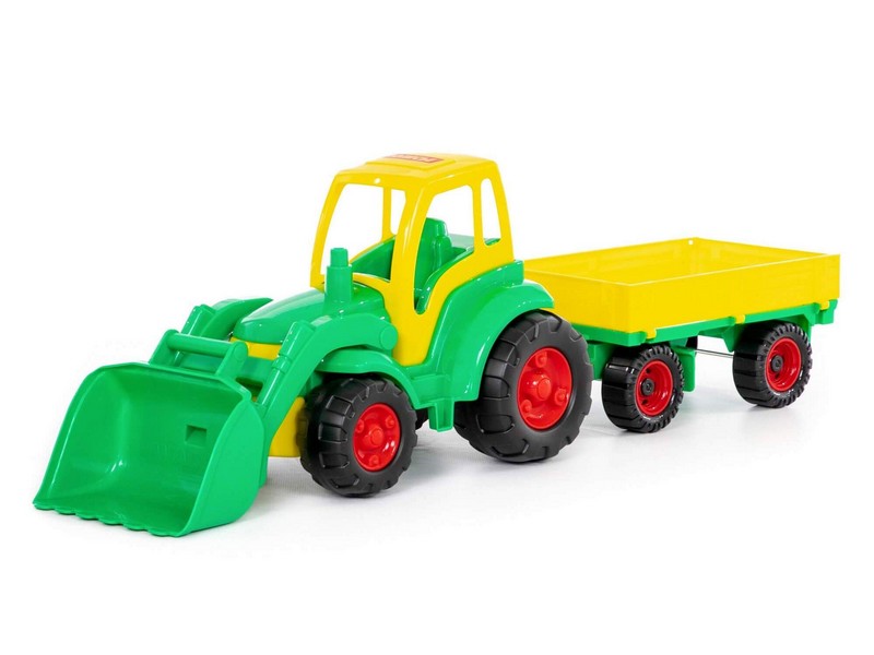 Трактор "Чемпион" с ковшом и прицепом в сеточке