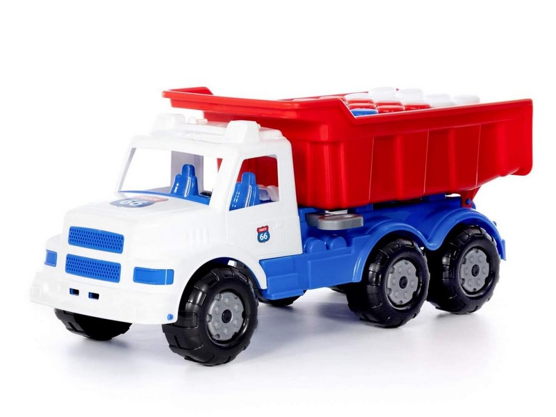 Автомобиль-самосвал бело-синий "Буран" №3+ конструктор строительный "XXL" 5 эл. в пакете