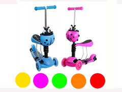 59642 [SY-S418] Самокат 3-х колесный (пластик) от 3 лет, колеса PU свет, сиденье, ручка до 70 см SY-S418