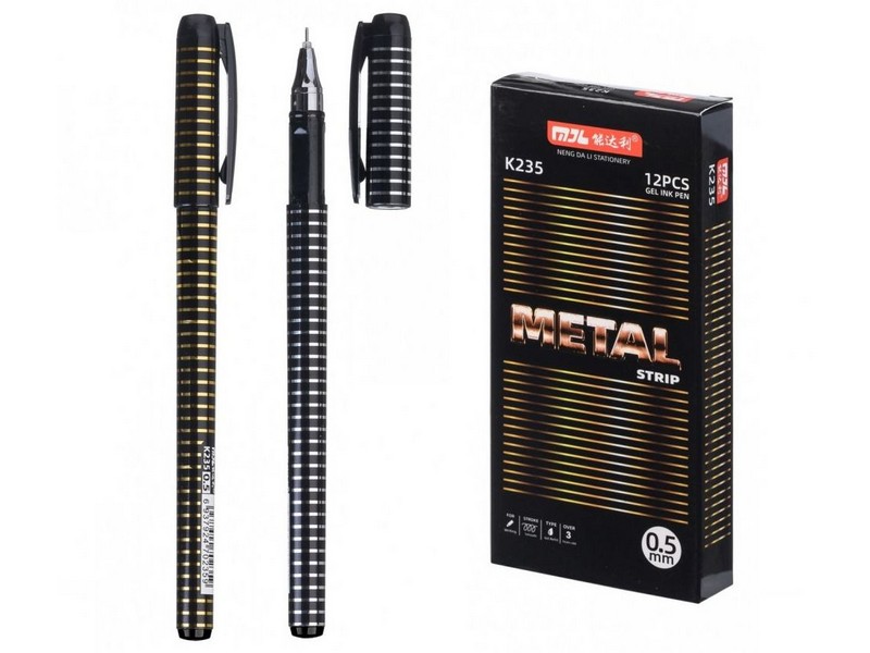 Купить оптом Ручка гелевая "METAL" черный корпус 0,5 мм ЧЕРНАЯ (12шт/уп) в Луганске