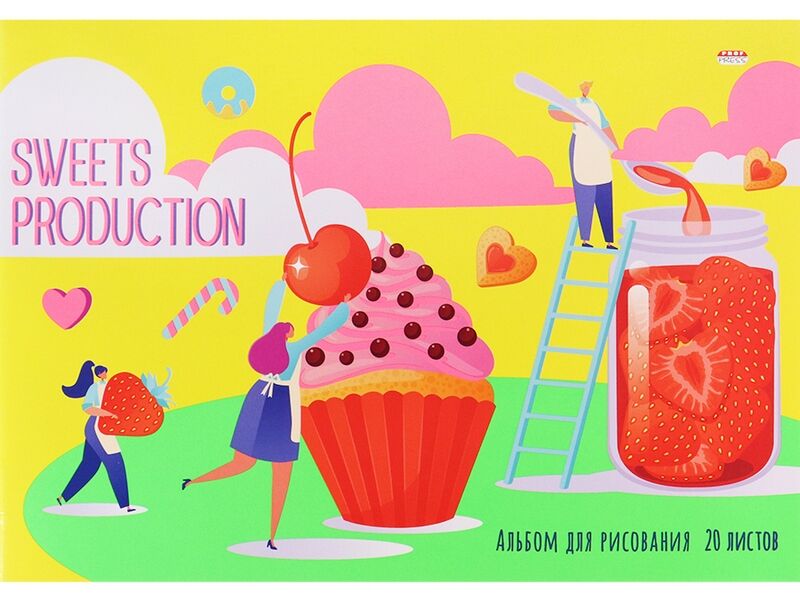 Альбом для рисования А4 20л «СТРАНА СЛАДОСТЕЙ» (скрепка, офсет)
