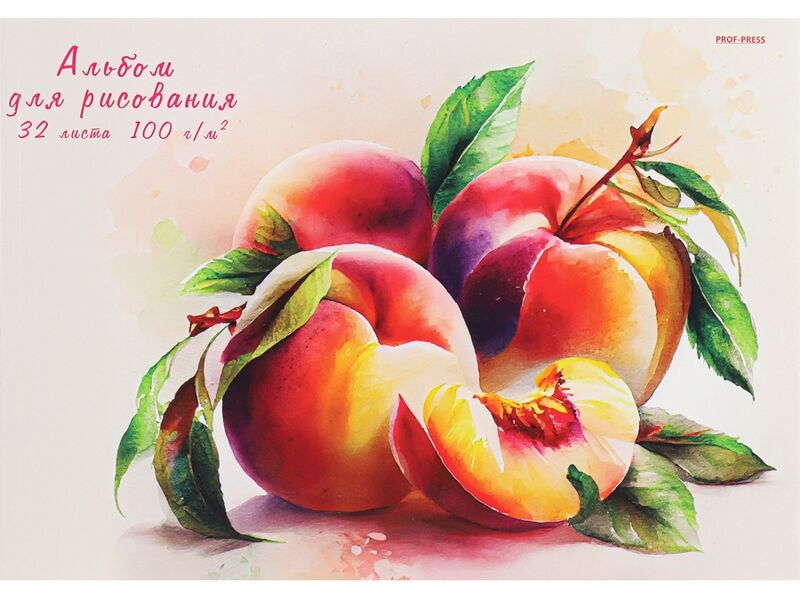 Альбом для рисования А4 32л «ПЕРСИКИ НА СТОЛЕ» (отрыв. блок, офсет)