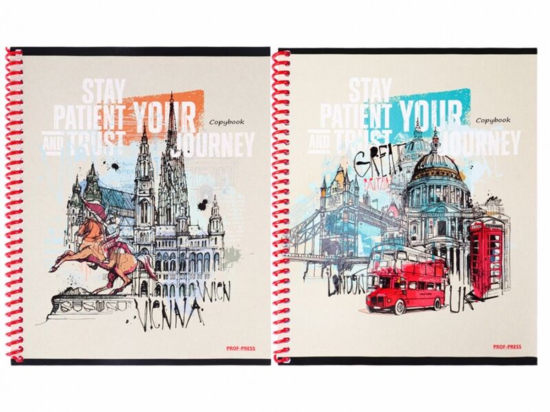 Тетрадь КЛЕТКА 48л «ПУТЕШЕСТВИЕ ПО ЕВРОПЕ-1» (спираль, цвет. мелов. обл.)