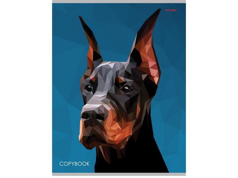 Тетрадь КЛЕТКА А4 80л «ПОЛИГОНАЛЬНЫЙ ДОБЕРМАН» (цвет. мелов. обл.)