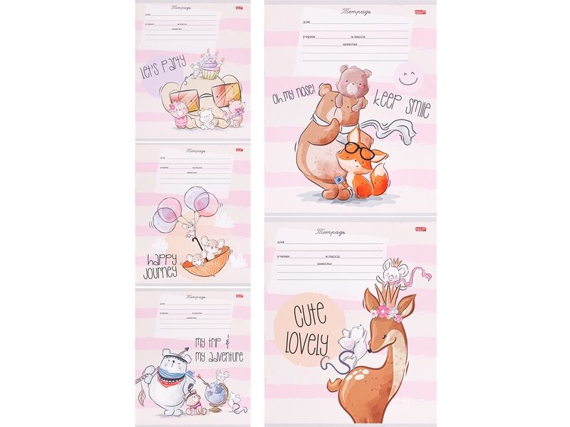 Тетрадь 12л КЛЕТКА «ОЧАРОВАТЕЛЬНЫЕ ЗВЕРУШКИ-2» (цвет. мелов. обл.)