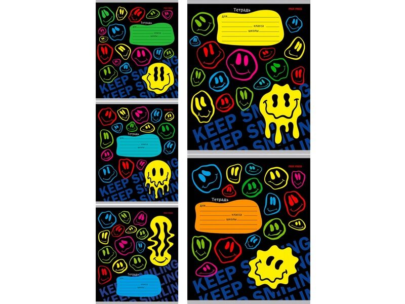 Тетрадь КЛЕТКА 12л «CRAZY SMILE» (цвет. мелов. обл.)