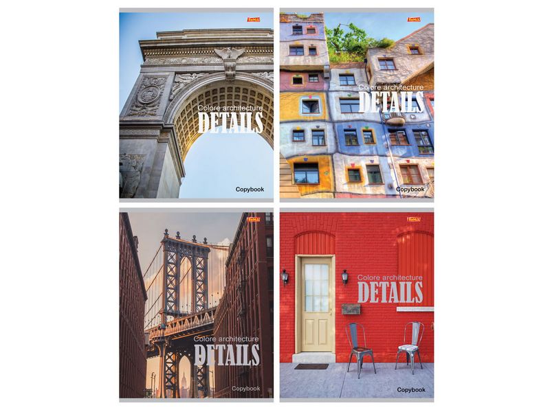 Тетрадь КЛЕТКА 36л «АРХИТЕКТУРА В ДЕТАЛЯХ» (цвет. мелов. обл., второй блок)