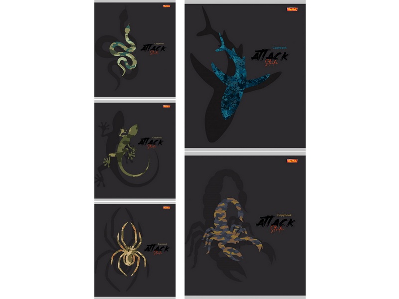 Тетрадь КЛЕТКА 48л «ЖИВОТНЫЕ И КАМУФЛЯЖ» (цвет. мелов. обл., второй блок)