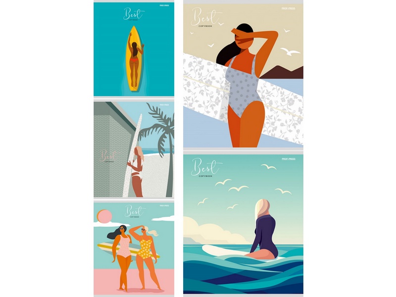 Тетрадь 48 л КЛЕТКА «ЛЕТНИЙ СЕРФИНГ» (цвет. мелов. обл.)