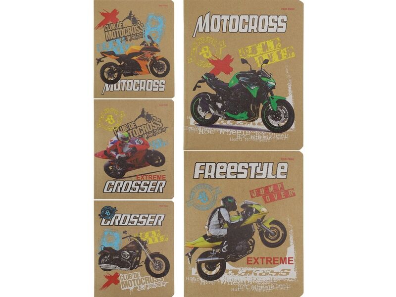 Тетрадь 48л КЛЕТКА «МОТО-ЭКСТРИМ» (крафт)