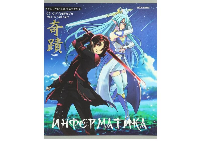 Тетрадь КЛЕТКА 48л «ИНФОРМАТИКА. АНИМЕ» (цвет. мелов. обл.)