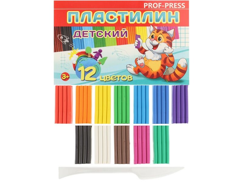 Пластилин 12 цветов ПЛ-8596