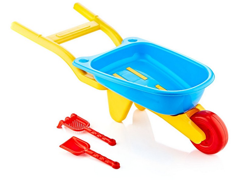 Тачка садовая 72 см с совком и грабельками в сетке 1514