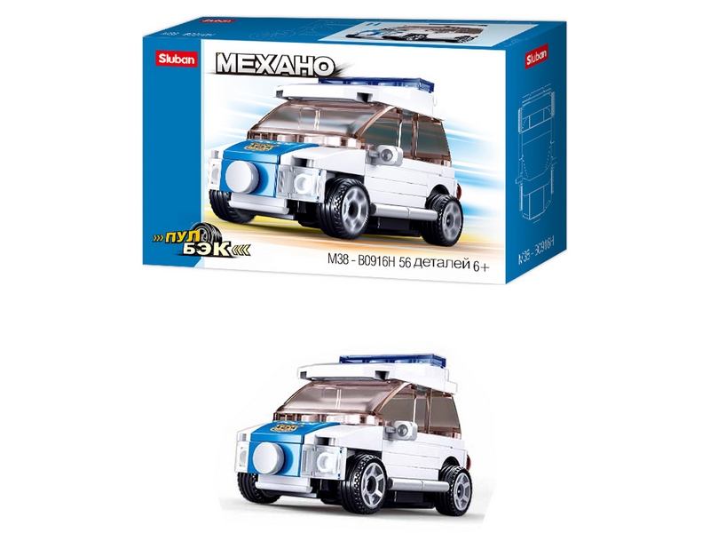 Конструктор инерц. "Полицейская машина" 55 дет. в кор. M38-B0916H