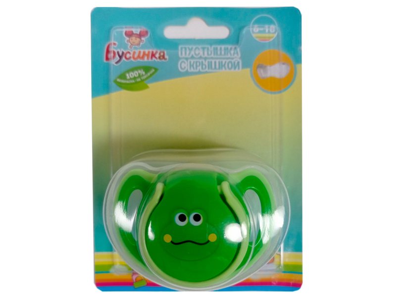 Пустышка с колпачком 6-18, сосок силиконовый с прикусом 7712БУС6-18