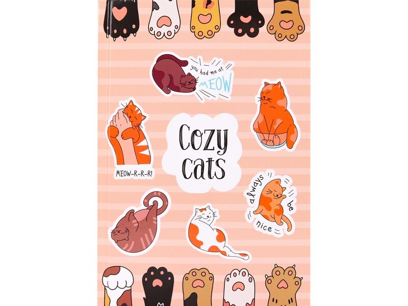 Ежедневник с трафаретом 150*204 мм 96 л "КОТЫ" (7БЦ, глян. лам., офсет)