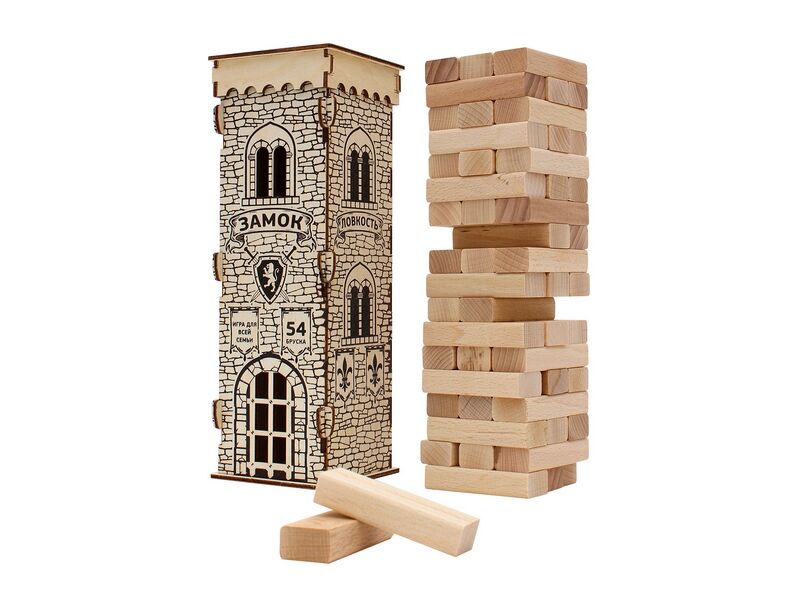 Настольная игра деревянная "БАШНЯ. ЗАМОК" 54 эл. ДК-2264