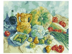 Холст с красками 40х50 см по номерам. ОВОЩИ