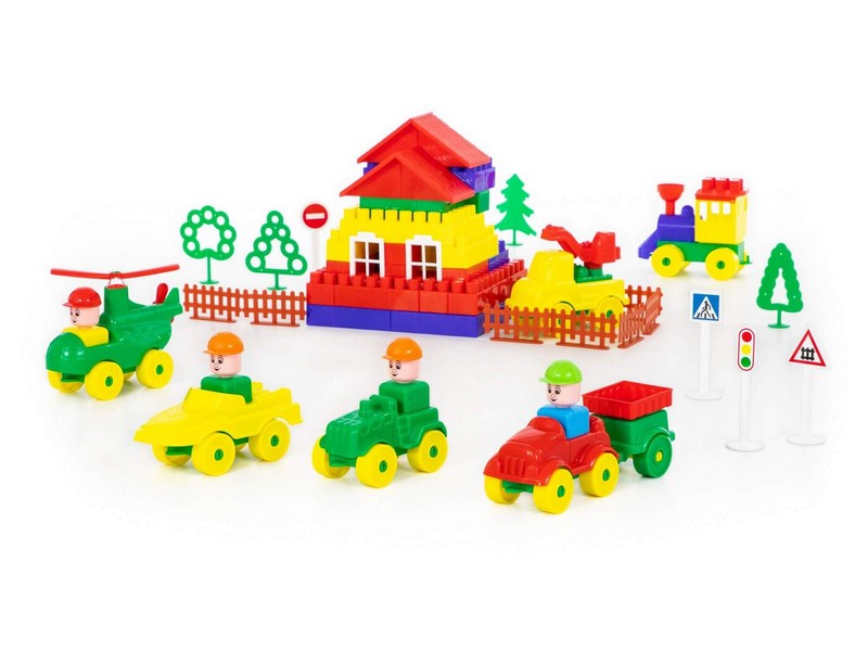 Тележка "Caddie" + конструктор "Строитель" 160 эл. в пакете (v2)