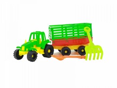Песочный набор (трактор с прицепом, грабли, лопата) в сетке ТВ-010