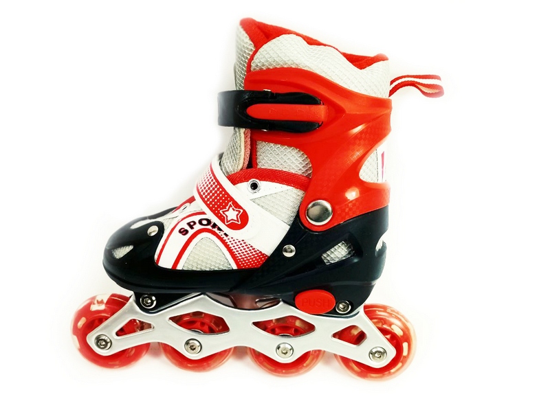 Ролики 31-34 р. (металл. рама, свет. колеса) в сумке 612S