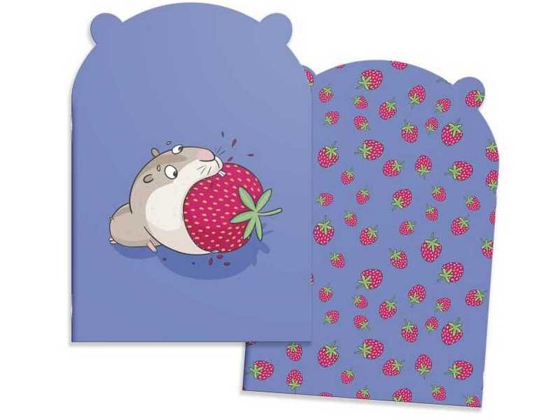 Блокнот 120*170мм 32л линия «АППЕТИТНАЯ КЛУБНИКА» (скрепка, вырубка, офсет, мат. лам.)