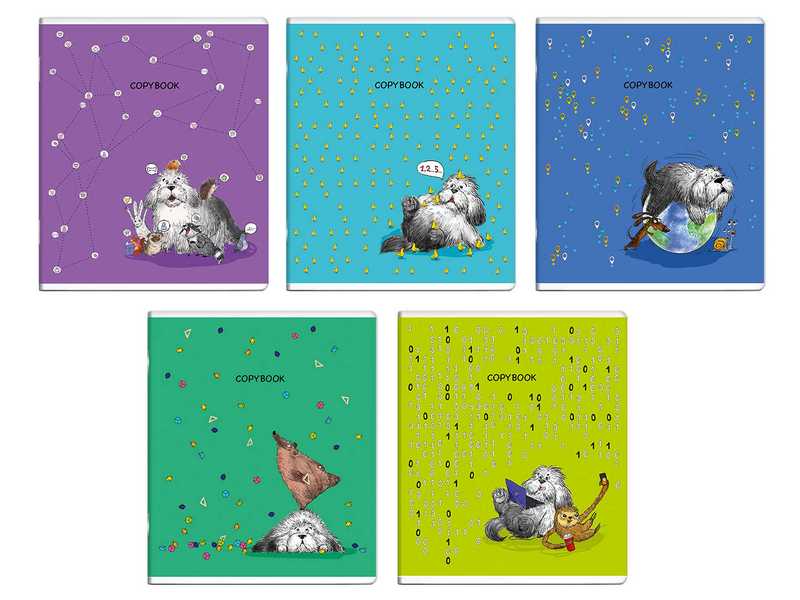 Купить оптом Тетрадь 48л КЛЕТКА «ПЁС УЧЁНЫЙ» (мелов. картон, офсет) в Луганске