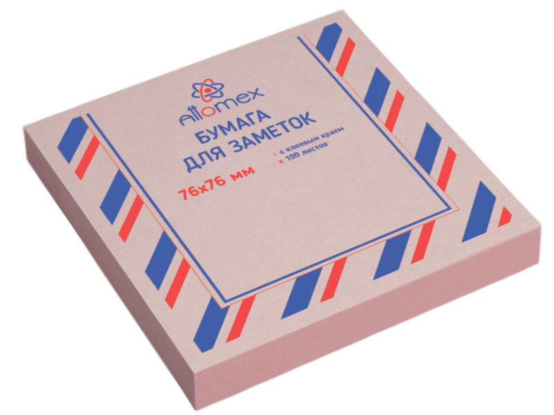 Купить оптом Блок для заметок с клеевым краем 76*76 мм розовый 100 л в Луганске