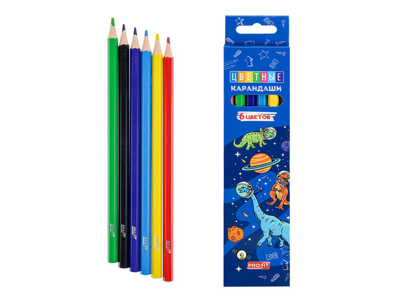 Карандаши цветные 6цв. «DINOSPACE» d=2,8мм