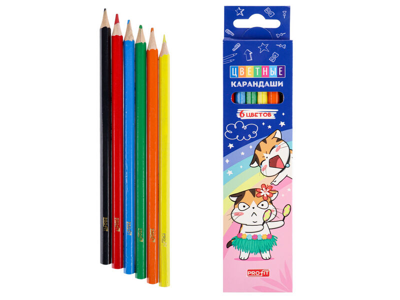 Карандаши цветные 6цв. «КОШАЧЬЯ МАГИЯ» КЦ-2534