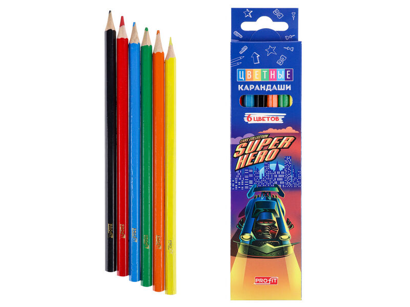 Купить оптом Карандаши цветные 6цв. «МАШИНЫ СУПЕРГЕРОЕВ» КЦ-2536 в Луганске