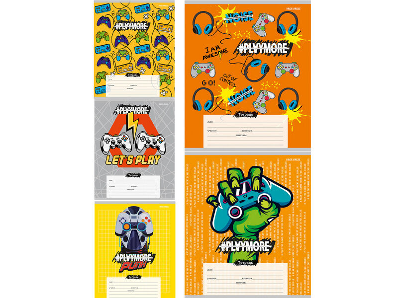 Тетрадь КОСАЯ ЛИНИЯ 12л «ВСЕЛЕННАЯ ИГР» (цвет. мелов. обл.)