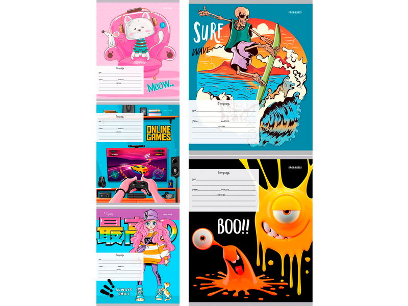 Тетрадь КОСАЯ ЛИНИЯ 12л «МИКС-102» (цвет. мелов. обл.)