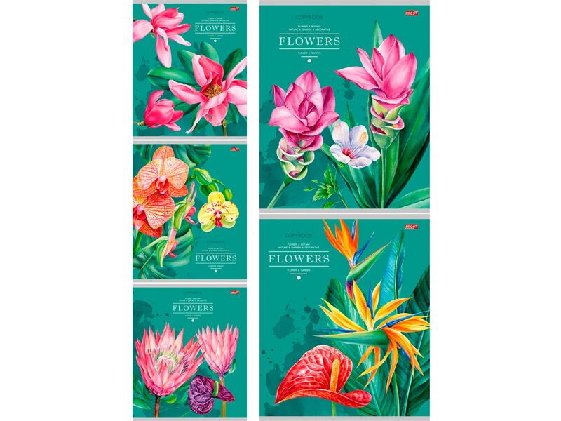 Тетрадь ЛИНИЯ 48л «ЭКЗОТИЧЕСКИЕ ЦВЕТЫ» (цвет. мелов. обл.)