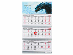 Календарь настенный квартальный 110*245 мм «СИМВОЛ ГОДА 2024-3» с бегунком (3 гребня, 3 блока, блок офсет)