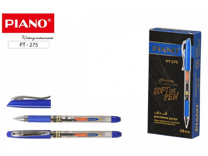 Купить оптом Ручка масляная «PIANO» прозрачный корпус 0,7 мм СИНЯЯ (12шт/уп) в Луганске