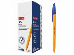63006 [BP_062567]Ручка масляная "HATBER X-5" оранжевый корпус 0,7 мм СИНЯЯ (24шт/уп)