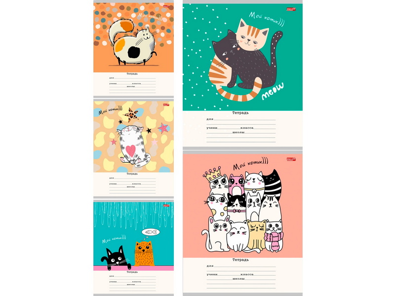 Тетрадь 18 л ЛИНИЯ «ТАКИЕ РАЗНЫЕ КОШЕЧКИ» (мелов. картон, офсет)