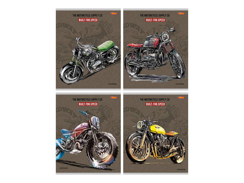 Тетрадь 96 л КЛЕТКА «БЕЗУПРЕЧНЫЙ МОТОЦИКЛ» (мелов. картон, второй блок)