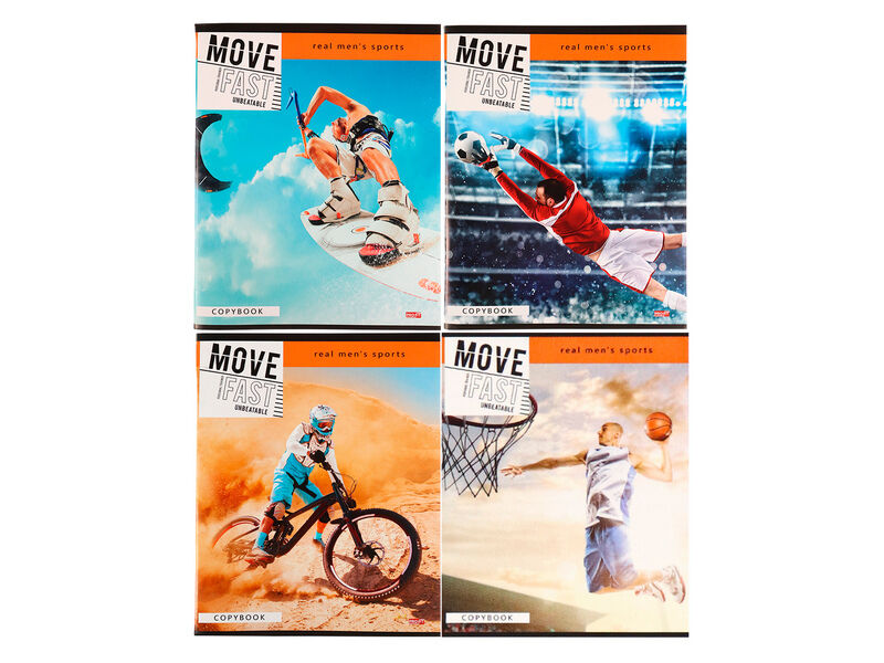 Тетрадь 96 л КЛЕТКА «ЗАХВАТЫВАЮЩИЙ СПОРТ» (мелов. картон, офсет)