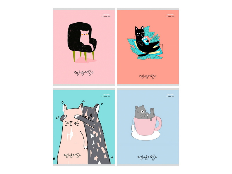 Тетрадь 96 л КЛЕТКА «КРЕАТИВНЫЕ КОТЯТА» (мелов. картон, офсет)