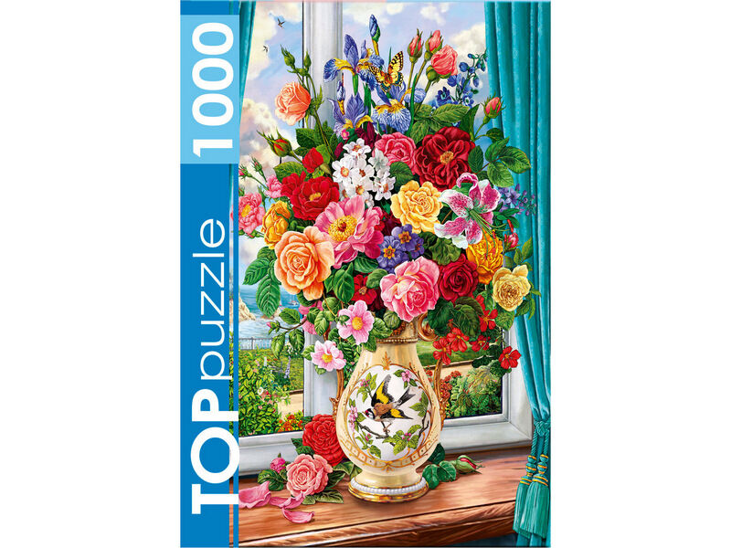 TOPpuzzle ПАЗЛЫ 1000 элементов. НЕЖНЫЙ БУКЕТ ЦВЕТОВ