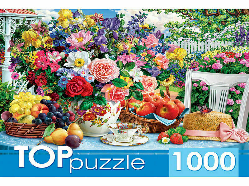 TOPpuzzle ПАЗЛЫ 1000 элементов. ЛЕТНИЙ НАТЮРМОРТ И ШЛЯПА