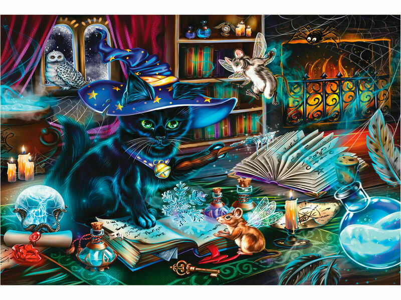 Холст с красками 30х40 см по номерам. КОШКА-ВОЛШЕБНИЦА