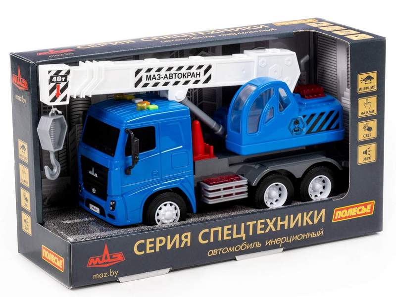 Купить оптом Автомобиль-кран инерц. «МАЗ» (свет, звук) в коробке в Луганске