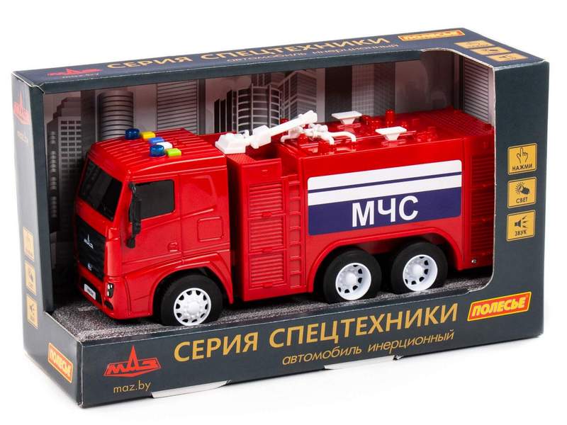Автомобиль-пожарный инерц. «МАЗ» (свет, звук) в коробке