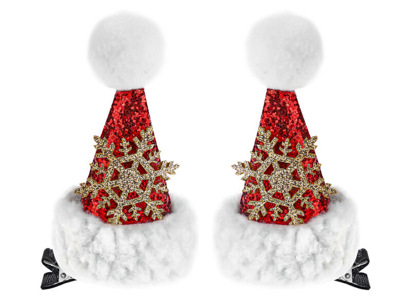 Набор заколок для волос «Колпак Санты» 2 шт 6,5 см НУ-2460