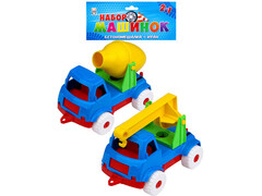 Набор машинок №2 БЕТОНОМЕШАЛКА+КРАН в пак. И-5678